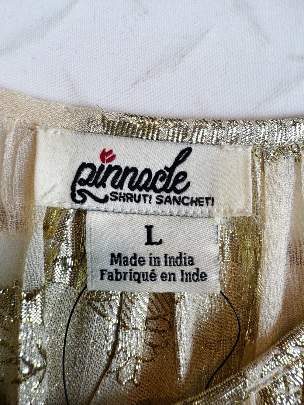 Anthropologie (Pinnacle) | Sheer Metallic Gold Dress, L NWT - Picture 6 of 15